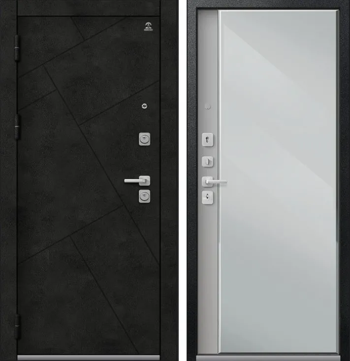 Дверь С-114 Черный Муар+Бетон Темный - Кашемир Сильвер DIS007514