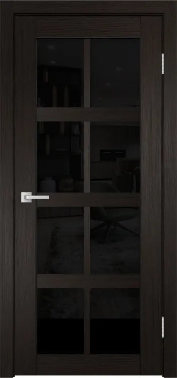 Фото Межкомнатная дверь Легенда К-8 тон Венге Остекление Лакобель черное
